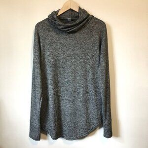 Revamped Glitchcore Static Print Cowled Turtleneck Top